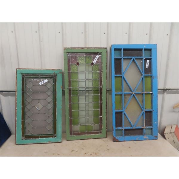 3 Stained Glass Windows - 1 is 40" x 19" , 1 is 38" X 17"  & 1 is 30" x 18"