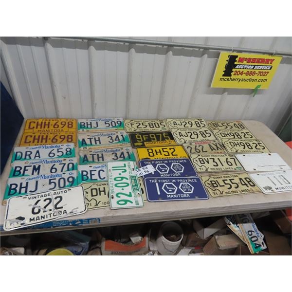 Approx 25 MB License Plates 1950's & Up & Set of Vintage Auto CLub