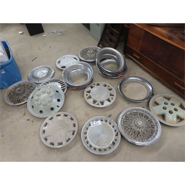Approx 20 Various Hubcaps
