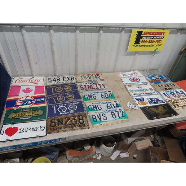 Approx 25 MB License Plates & Company Ones, 1950's & UP - 1990 Wpg Jets
