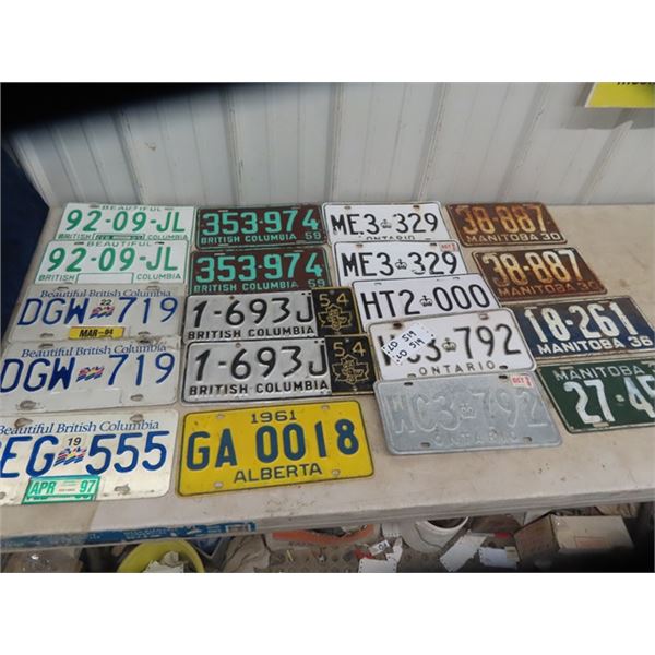 Approx 19 License Plates, Various 1930's & UP