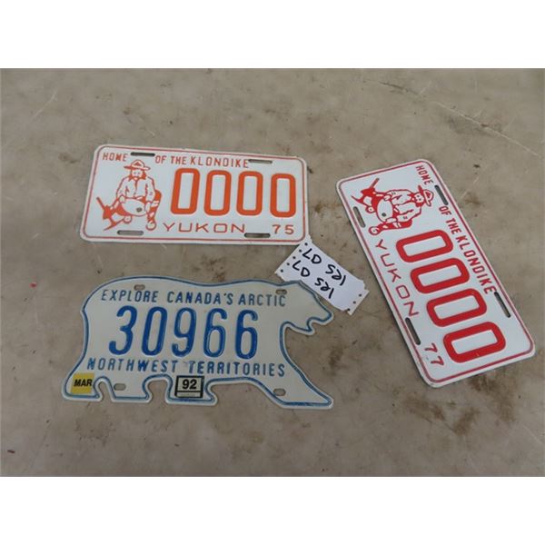 3 License Plates - Yukon & NWT