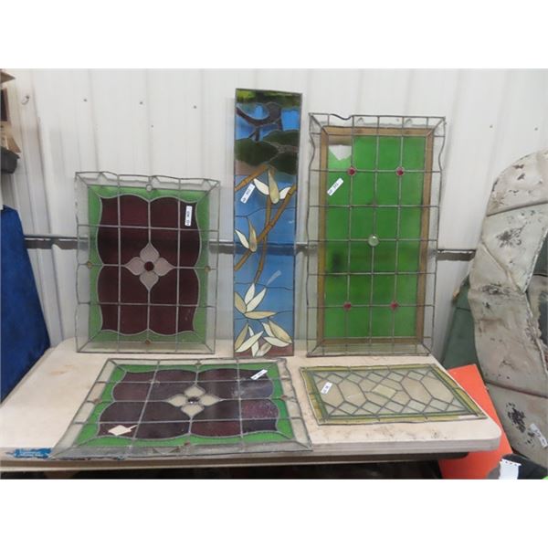 6 Stained Glass - No Frames- Largest is 25" x 44"
