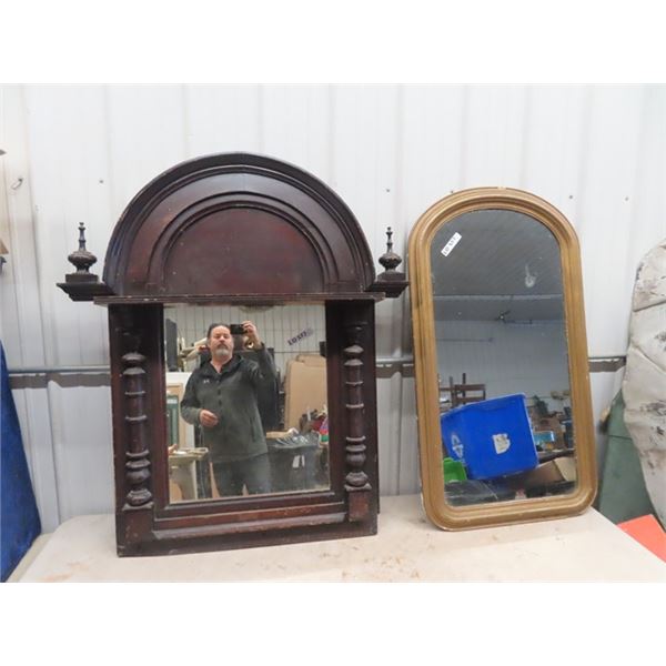 2 Mirrors 1 is Eastlane w Wide Wooden Frame & Ledge 40" x 49" & 1 Wooden Framed 26"x  46"