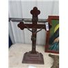 Image 2 : Religious Items- Brass Floor Lamp 72"Tall Jesus on The Cross Ornament 27" x 14" , & Religious Pictur