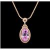 Image 2 : 14KT Rose Gold 32.47 ctw GIA Certified Kunzite and Diamond Pendant With Chain
