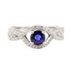 Image 2 : 1.43 ctw Blue Sapphire And Diamond Ring - 18KT White Gold