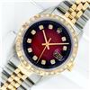 Image 1 : Rolex Mens 2 Tone Red Vignette Pyramid Diamond 36MM Oyster Perpetual Datejust Wi