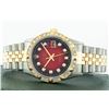 Image 6 : Rolex Mens 2 Tone Red Vignette Pyramid Diamond 36MM Oyster Perpetual Datejust Wi