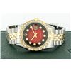 Image 9 : Rolex Mens 2 Tone Red Vignette Pyramid Diamond 36MM Oyster Perpetual Datejust Wi
