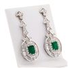 Image 2 : 2.25 ctw Emerald and 2.55 ctw Diamond 14K White Gold Earrings