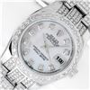 Image 1 : Rolex Ladies Stainless Steel Quickset Mother Of Pearl Full Diamond Datejust Wris