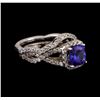 Image 1 : 14KT White Gold 1.22 ctw Tanzanite and Diamond Ring and Guard