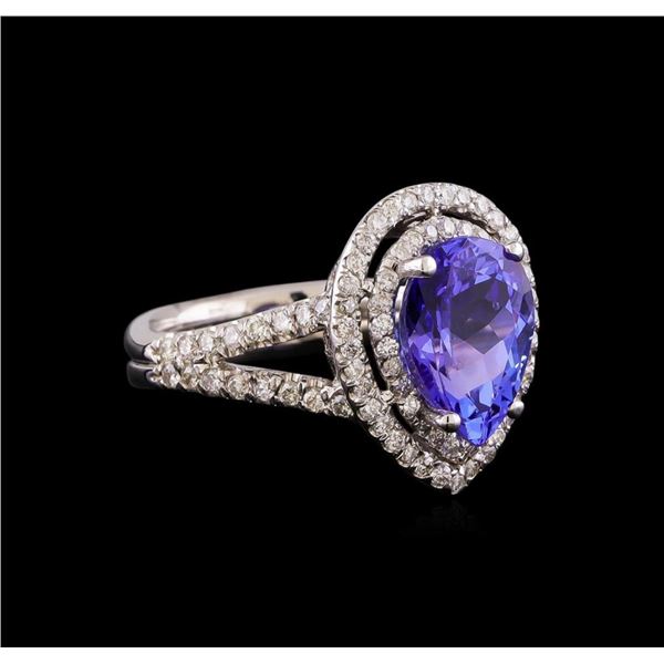 3.15 ctw Tanzanite and Diamond Ring - 14KT White Gold