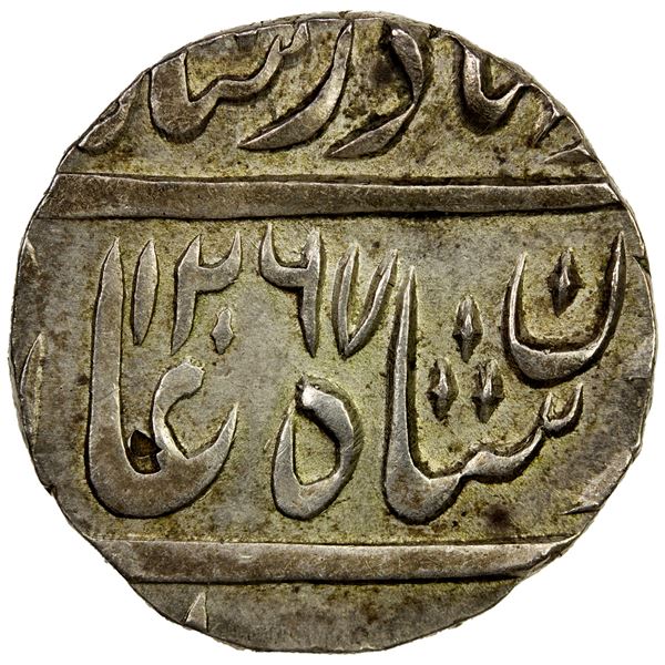 HYDERABAD: Nasir-ad-Daula, 1829-1857, AR rupee (11.22g), Hyderabad, AH1267 year 12. AU