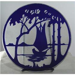 Art Nouveau French Cameo Glass Plate Landscape #2187810