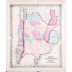 Antique Map Argentina Chile Uruguay Colton 1860#2187837