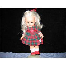 Vintage Furga Doll in Red Plaid Dress, Italy #2188005