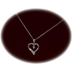 10k White Gold & Diamonds Open Heart Pendant #2188007