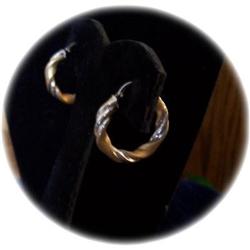 Italian 14kt  2 Color, 2 Finish Twist Ear Hoops#2188008