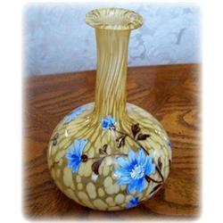 Antique Enameled Pebble Spatter Glass Vase #2188009