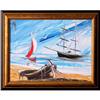 Image 1 : ORIG ACRYLIC PAINTING SAILING SHIPS, SEAGULLS #2188179