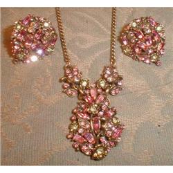 HOLLYCRAFT Necklace EARRINGS Set 1950 -VINTAGE-#2188239