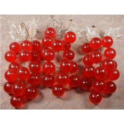 Red GRAPES Leaves LUCITE & Glass -VINTAGE- #2188245