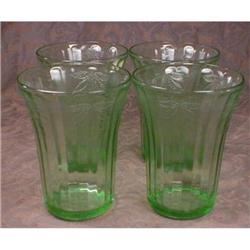 Green FRUIT Tumblers -4- Hazel ATLAS Depression#2188248