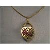 Image 1 : Estate 14K YG Pearl Ruby Sapphire Lock Pendant #2188444