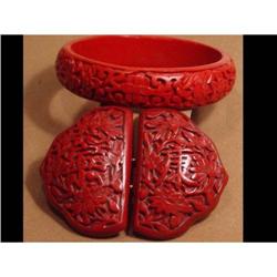 Vintage CHINESE cinnabar BRACELET buckle too #2188594