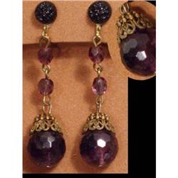 Vintage 6CT Victorian  AMethyst LONG earrings #2188599