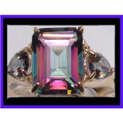 BIG 4CT 3 stone MYSTIC TOpaz GOLD RING #2188606