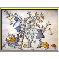 JUDAICA ISRAEL PAINTING LISTED ARTIST CHILDREN #2188885