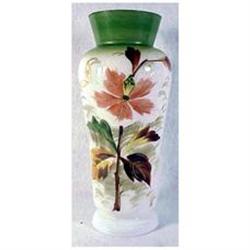 Bristol glass vase-hand painted floral and leaf#2204521