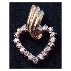 14K yellow gold diamond heart pendant #2204524