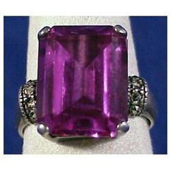 Sterling , marcasite amethyst color glass ring #2204529