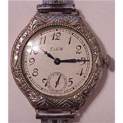 14K Elgin white gold filled 15 Jewel wristwatch#2204543