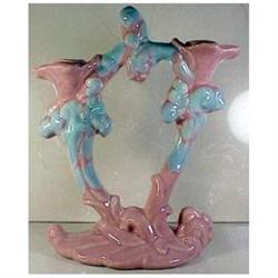 Haeger Twin stalk mauve agate candle holder. #2204578