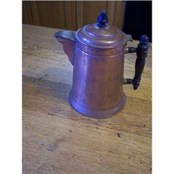 Copper Coffee Pot/Brass Trim/Wood Handle #2204855