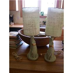 Pair of Retro Lamps-HANDS-w/Original Shades #2205058