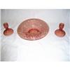 Image 1 : 3 Piece Set of Peach Bowl and Candle Holders #2205352