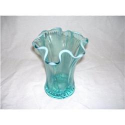 Northwood Aqua Opalescent Squatty Vase #2205384