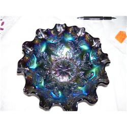 Signed Fenton Bowl-  Dark Amythist- Berry and #2205437