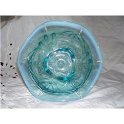 North Wood Meander Blue Opalescent Nut Bowl - #2205444