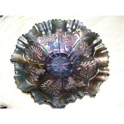 FENTON PEACOCK & GRAPE BLUE ICE CREAM BOWL #2205483
