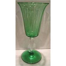 Two Steuben Green Crystal Water Goblets #2219049