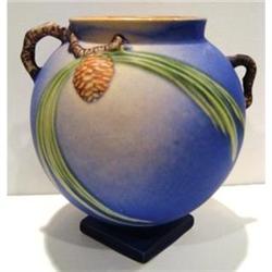 RARE Roseville Blue Pine Cone Footed Urn #2219057