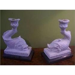 Fr Empire Alabaster Dolphin Candlesticks  #2219058
