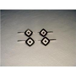 14K WG Gold Onyx Diamond Tuxedo Button Studs #2219166